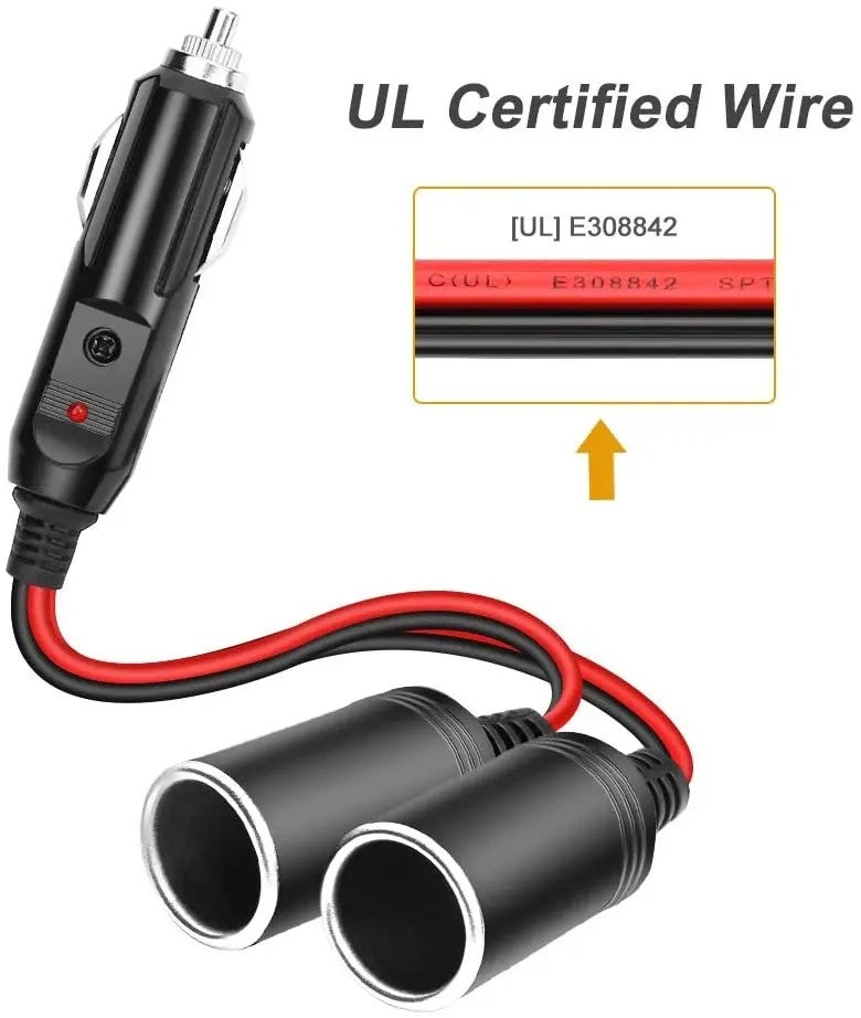 Bluejw 12V Fused Cigarette Lighter Male Plug with LED Indicator, 16AWG Heavy Duty Car Charger Adapter Extension Cord for Automobile Chargers - Image 3